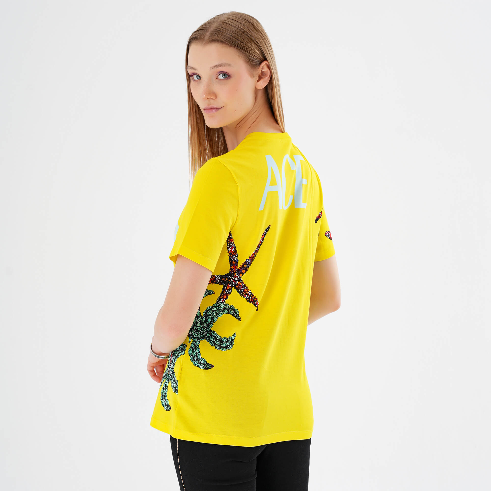 Versace - Yellow Starfish Printed Cotton T shirt IT42